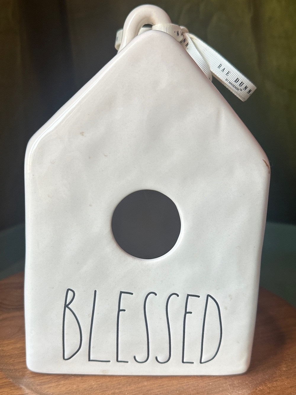 Rae Dunn White Ceramic 'Blessed' Birdhouse Decor